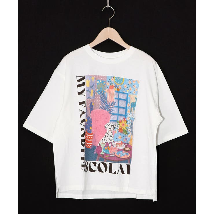 オフホワイト | スカラールーム柄Tシャツ | ScoLar