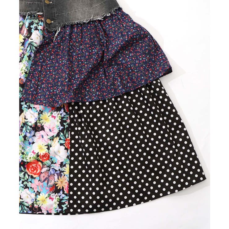 デニム×パッチワーク風 異素材切替2wayスカート | ScoLar | 詳細画像19 