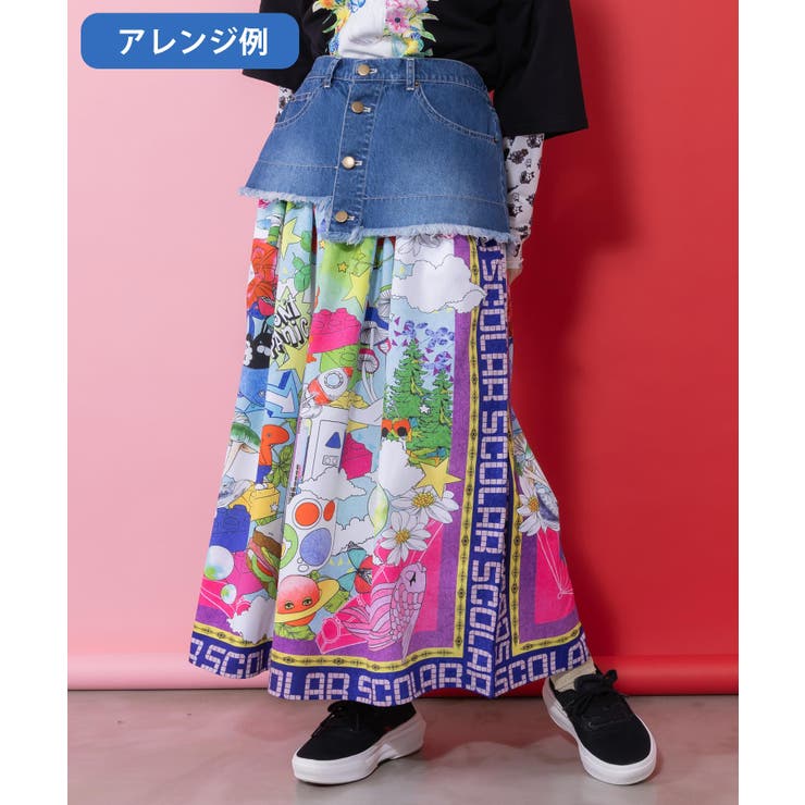 デニム×パッチワーク風 異素材切替2wayスカート | ScoLar | 詳細画像11 