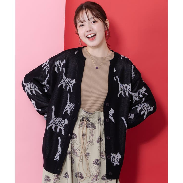 ネコスカラーUVジャガードカーディガン | ScoLar | 詳細画像2 