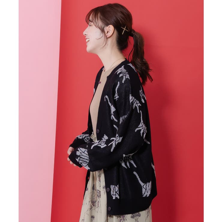 ネコスカラーUVジャガードカーディガン | ScoLar | 詳細画像3 