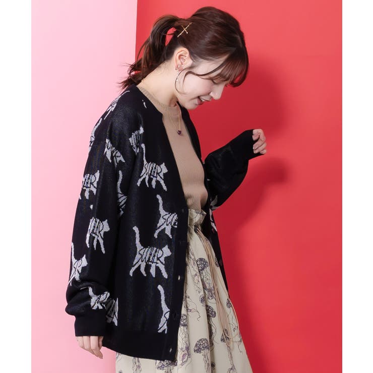 ネコスカラーUVジャガードカーディガン | ScoLar | 詳細画像5 