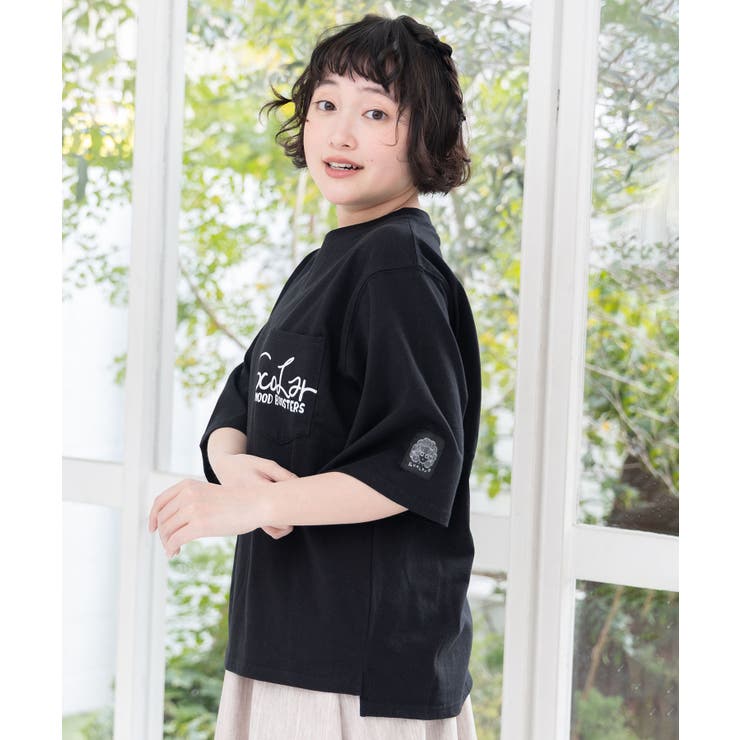 胸ポケット付き ストリート風バックプリントTシャツ[品番：SRSW0002335