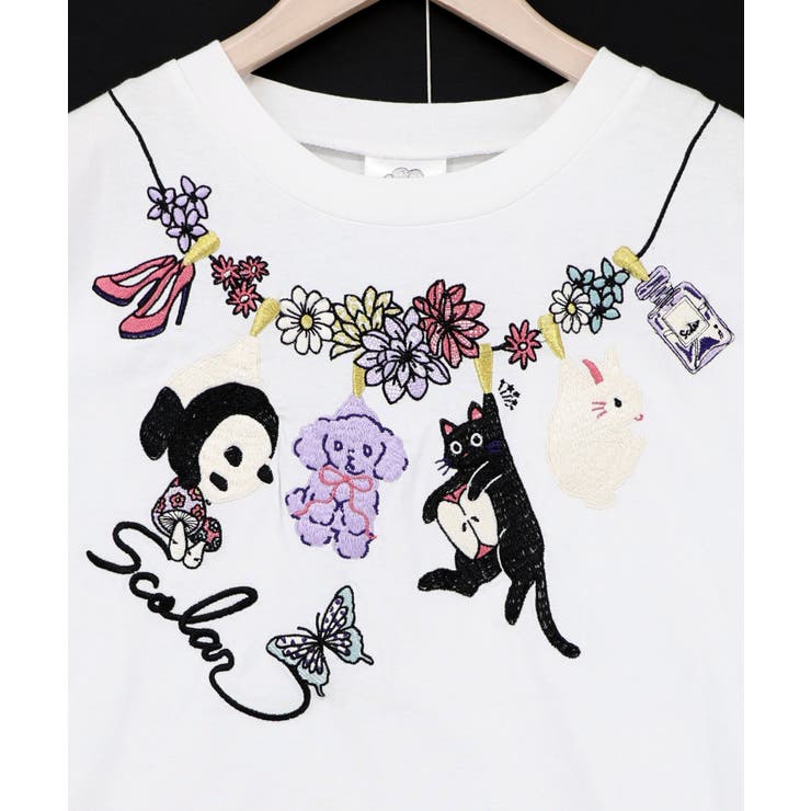 天日干しアニマルぬい刺繍Tシャツ | ScoLar | 詳細画像8 