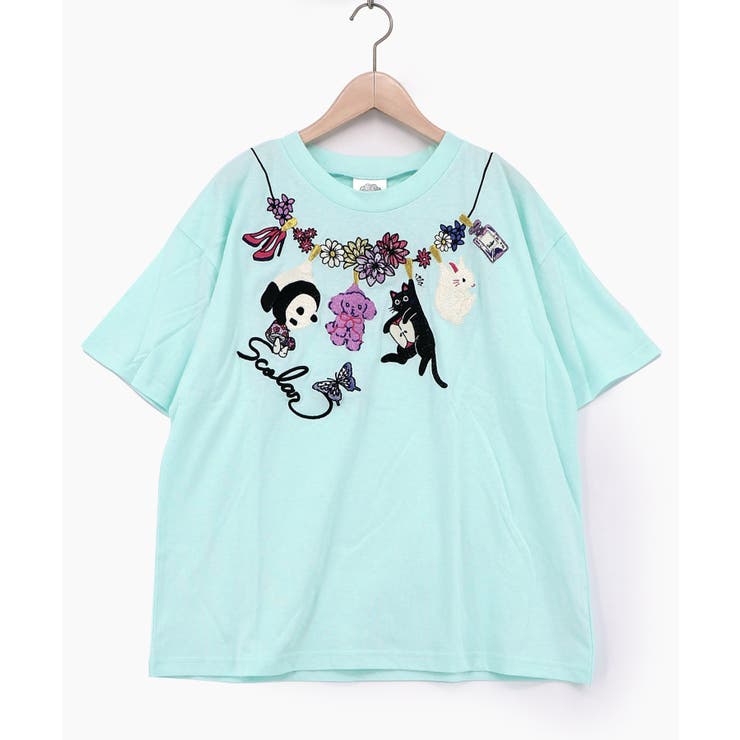 天日干しアニマルぬい刺繍Tシャツ | ScoLar | 詳細画像10 