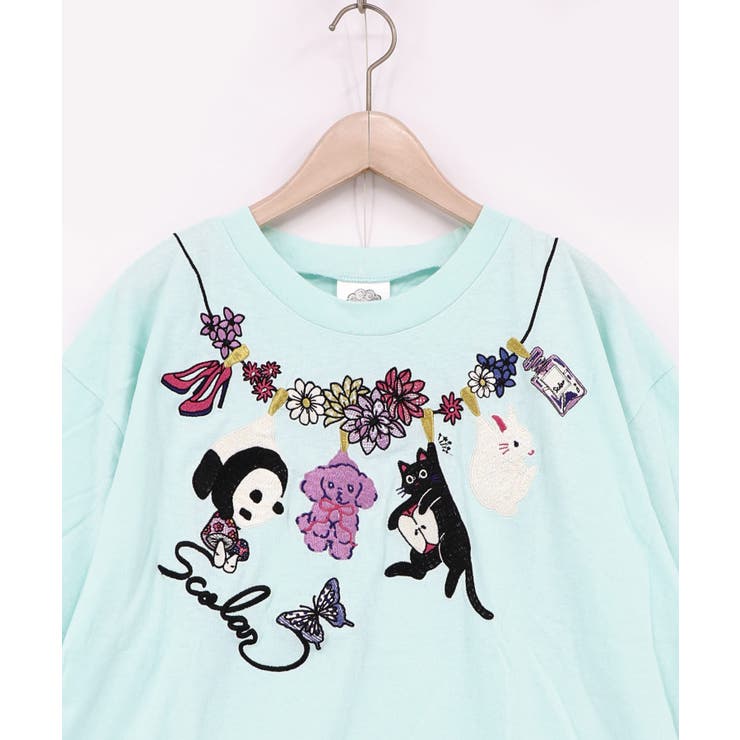 天日干しアニマルぬい刺繍Tシャツ | ScoLar | 詳細画像13 