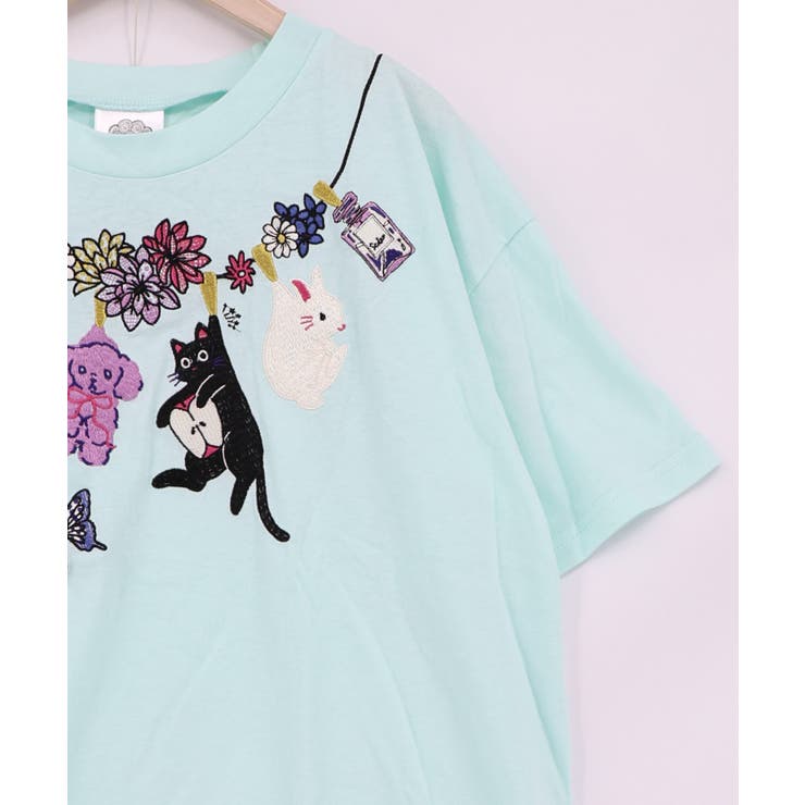 天日干しアニマルぬい刺繍Tシャツ | ScoLar | 詳細画像14 