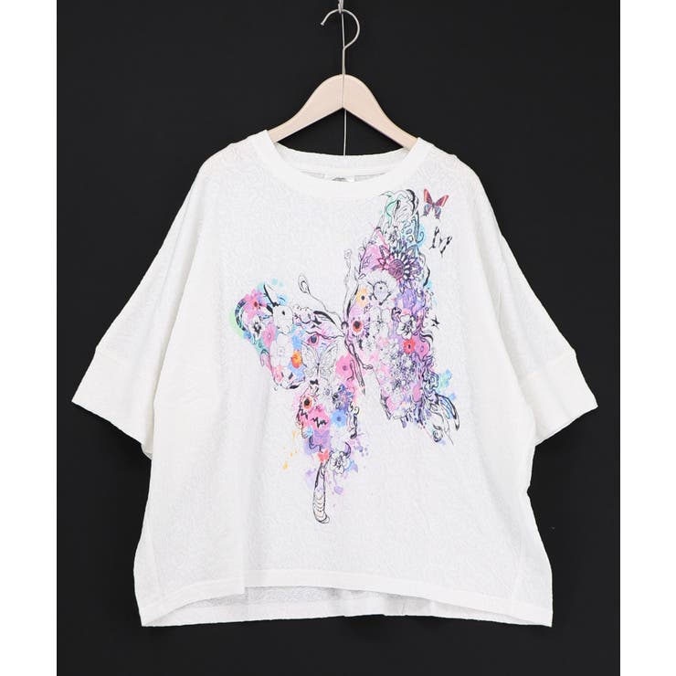 水彩タッチ花蝶プリントTシャツ | ScoLar | 詳細画像8 