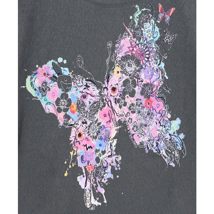 水彩タッチ花蝶プリントTシャツ | ScoLar | 詳細画像10 