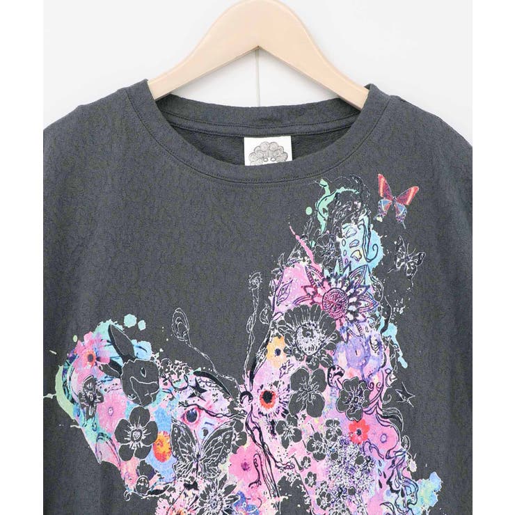 水彩タッチ花蝶プリントTシャツ | ScoLar | 詳細画像12 