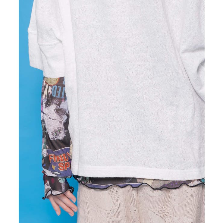 水彩タッチ花蝶プリントTシャツ | ScoLar | 詳細画像6 