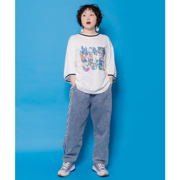 カラフルポップ柄ローズジャガードTシャツ | ScoLar | 詳細画像1 