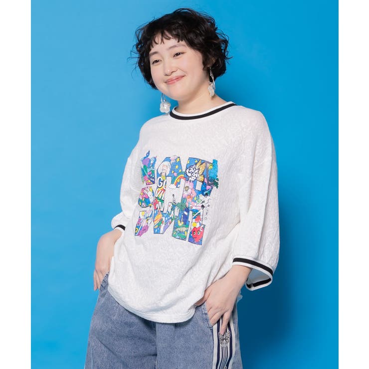 カラフルポップ柄ローズジャガードTシャツ | ScoLar | 詳細画像2 