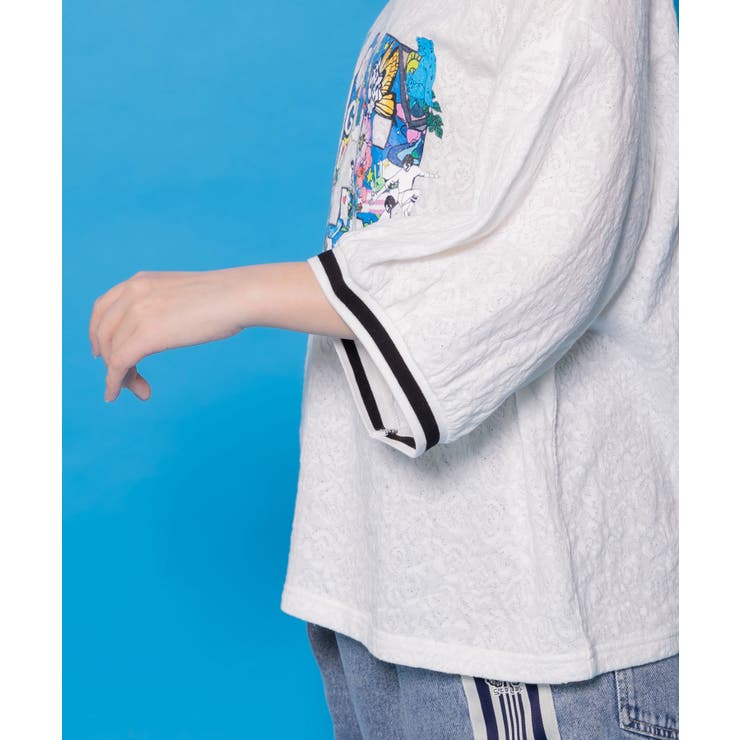 カラフルポップ柄ローズジャガードTシャツ | ScoLar | 詳細画像4 