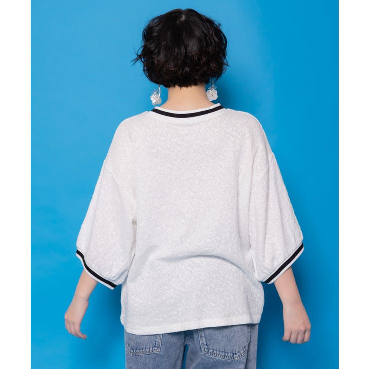 カラフルポップ柄ローズジャガードTシャツ | ScoLar | 詳細画像5 