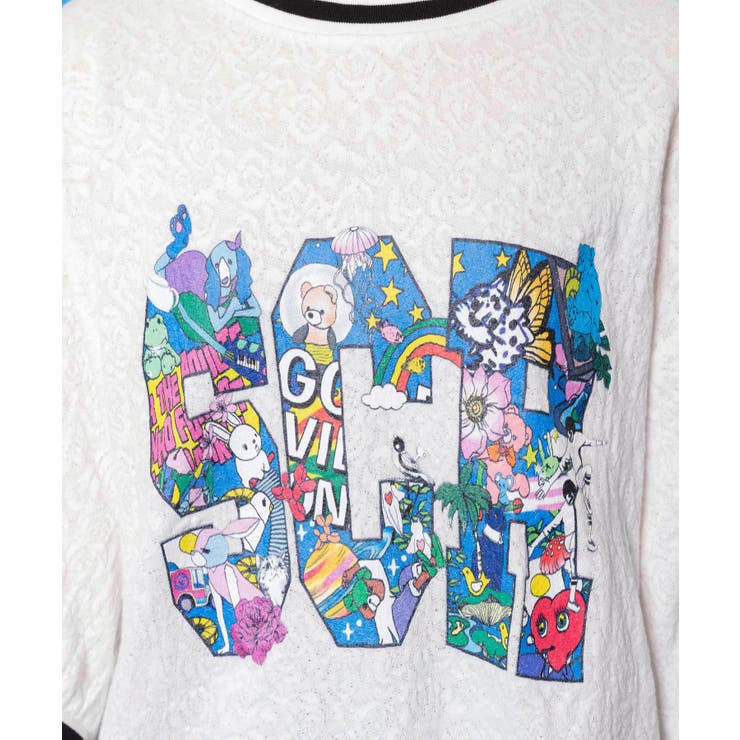 カラフルポップ柄ローズジャガードTシャツ | ScoLar | 詳細画像6 