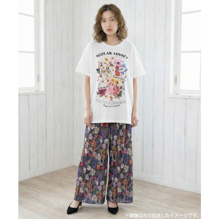 ポジティブ花コラージュ柄チュニック | ScoLar | 詳細画像1 