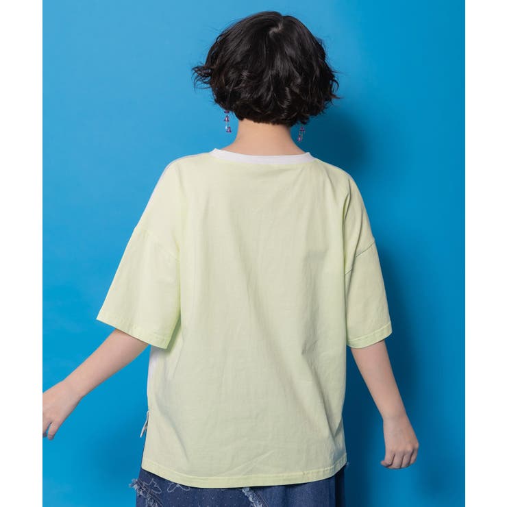 花ネコピクニック柄配色Tシャツ | ScoLar | 詳細画像4 