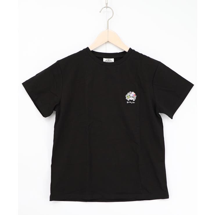 ブラック | スカラーちゃんポーチ付き3柄展開キャラ刺繍Tシャツ | ScoLar