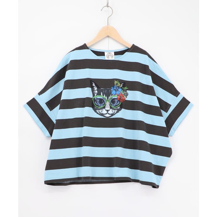 チャコールグレー | グラサンネコちゃんボーダープルオーバー | ScoLar