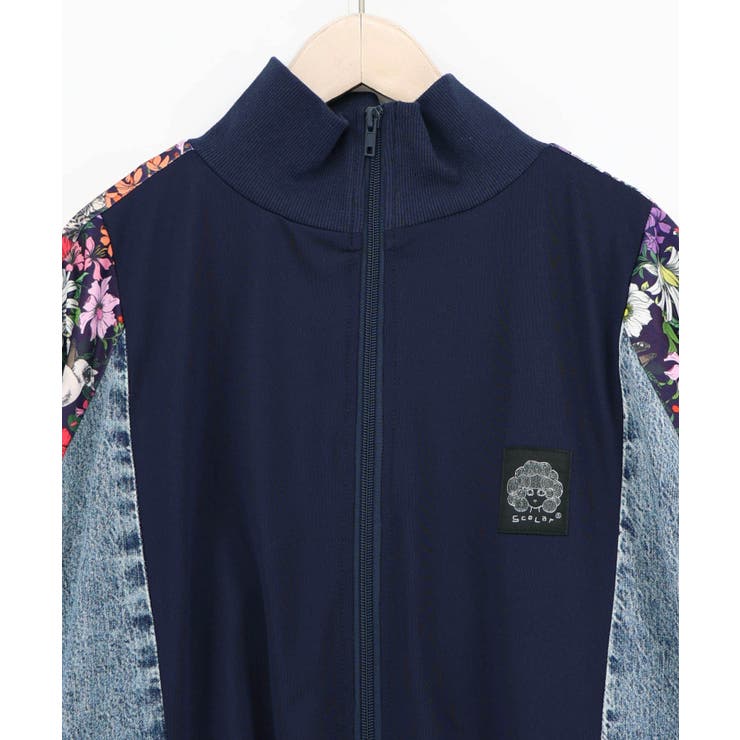 花ネコ柄ジャージ×デニム 異素材切替ブルゾン | ScoLar | 詳細画像13 