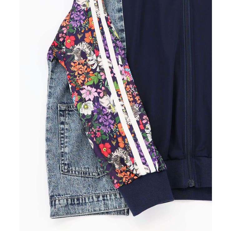 花ネコ柄ジャージ×デニム 異素材切替ブルゾン | ScoLar | 詳細画像14 