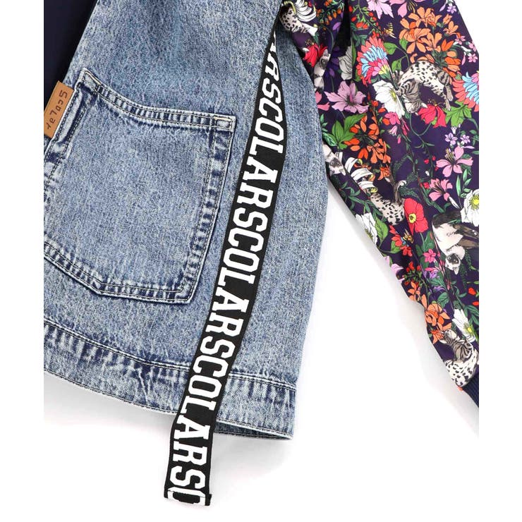 花ネコ柄ジャージ×デニム 異素材切替ブルゾン | ScoLar | 詳細画像16 