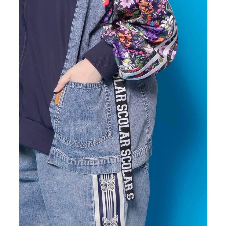 花ネコ柄ジャージ×デニム 異素材切替ブルゾン | ScoLar | 詳細画像8 