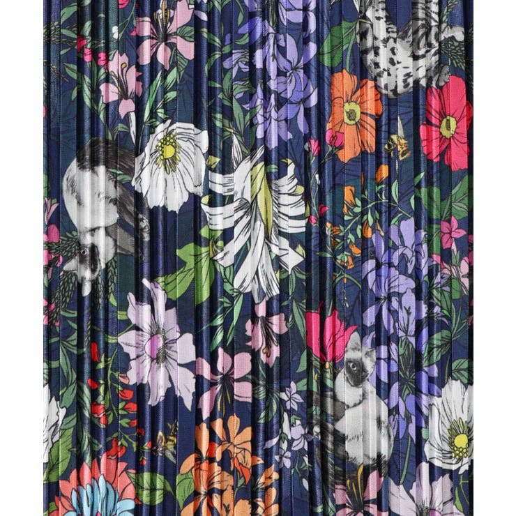 花ネコ柄ランダムプリーツパンツ | ScoLar | 詳細画像17 