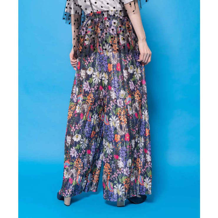 花ネコ柄ランダムプリーツパンツ | ScoLar | 詳細画像10 