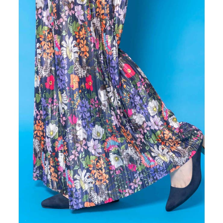 花ネコ柄ランダムプリーツパンツ | ScoLar | 詳細画像12 