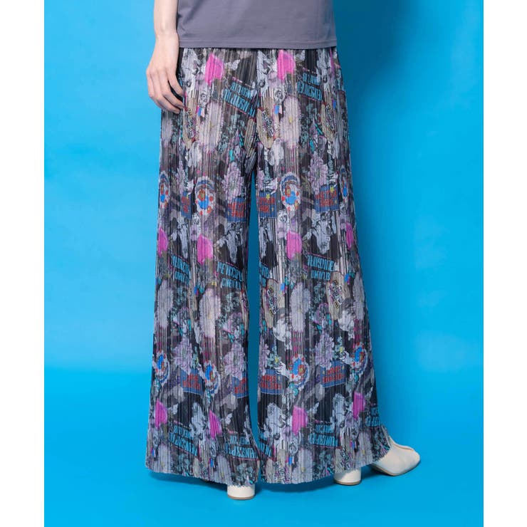 花ネコ柄ランダムプリーツパンツ | ScoLar | 詳細画像4 