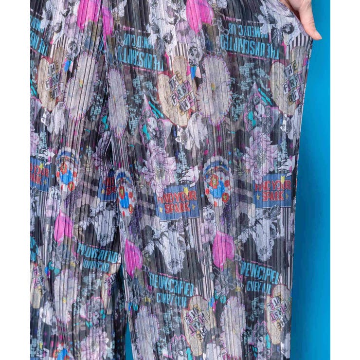 花ネコ柄ランダムプリーツパンツ | ScoLar | 詳細画像6 