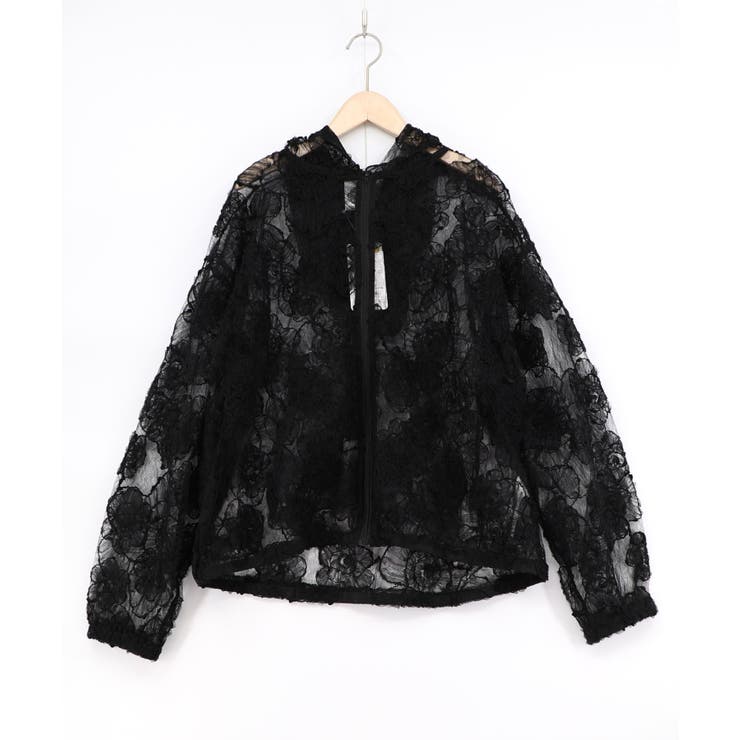 ブラック | 花レースパーカー | ScoLar