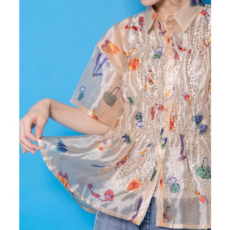 おしゃれネコちゃん柄シアーシャツ[品番：SRSW0002424]｜ScoLar