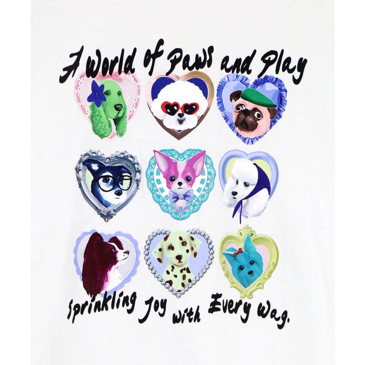 額縁わんちゃんベロアテープ付きTシャツ | ScoLar | 詳細画像1 