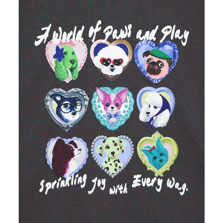 額縁わんちゃんベロアテープ付きTシャツ | ScoLar | 詳細画像2 