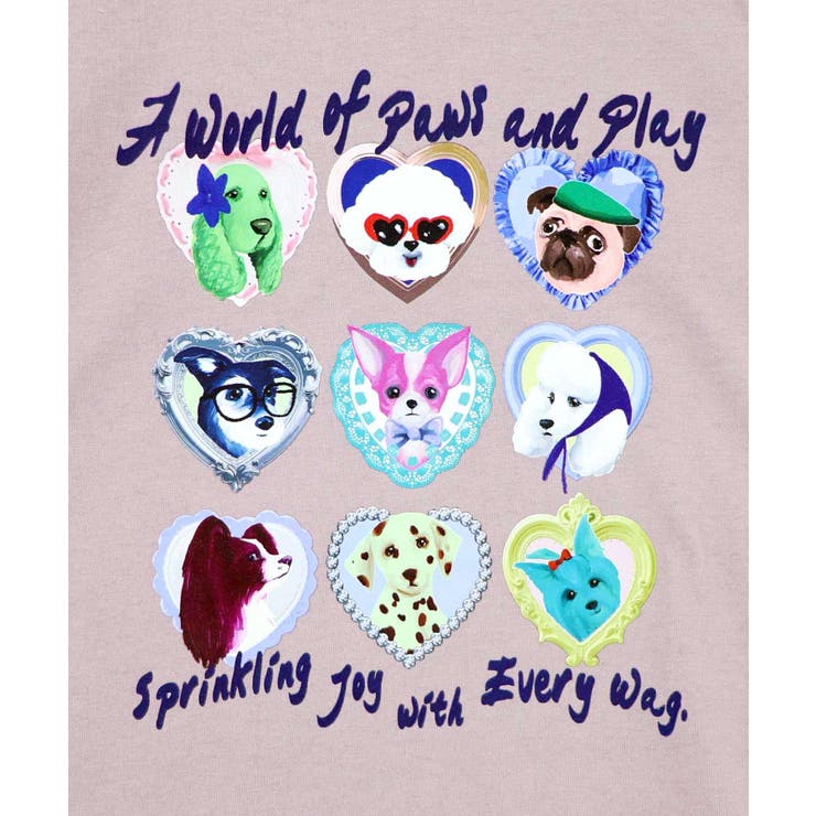 額縁わんちゃんベロアテープ付きTシャツ | ScoLar | 詳細画像3 