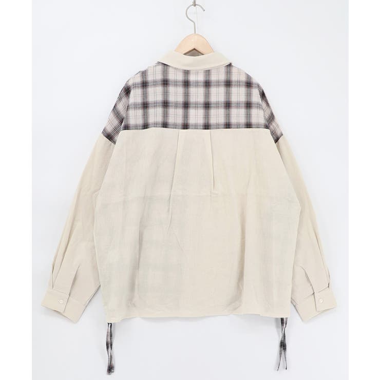 リボンウサギ刺繍チェック切替シャツ | ScoLar | 詳細画像10 