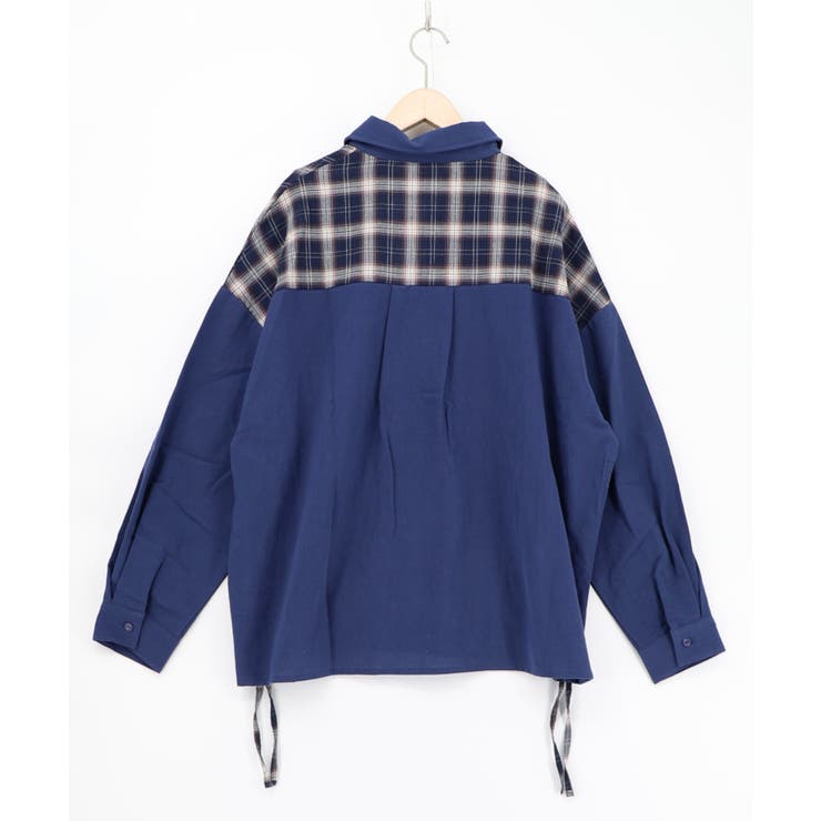 リボンウサギ刺繍チェック切替シャツ | ScoLar | 詳細画像12 