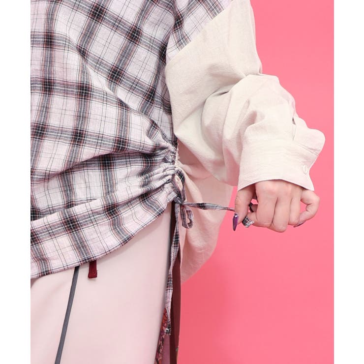 リボンウサギ刺繍チェック切替シャツ | ScoLar | 詳細画像5 