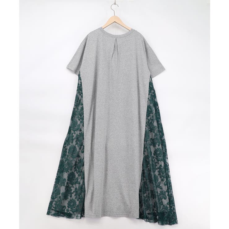 花ネコピクニック柄 天竺×レースワンピース | ScoLar | 詳細画像10 