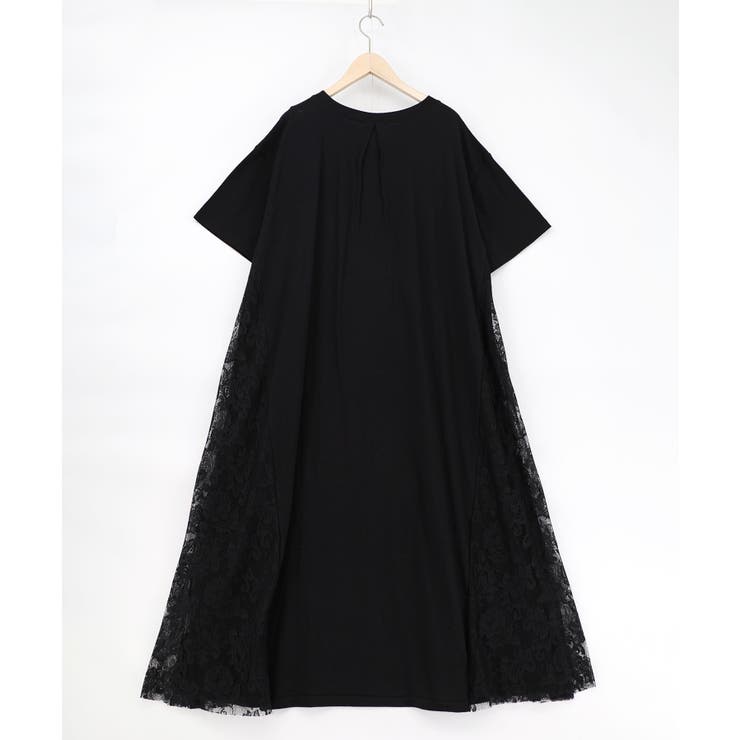 花ネコピクニック柄 天竺×レースワンピース | ScoLar | 詳細画像12 