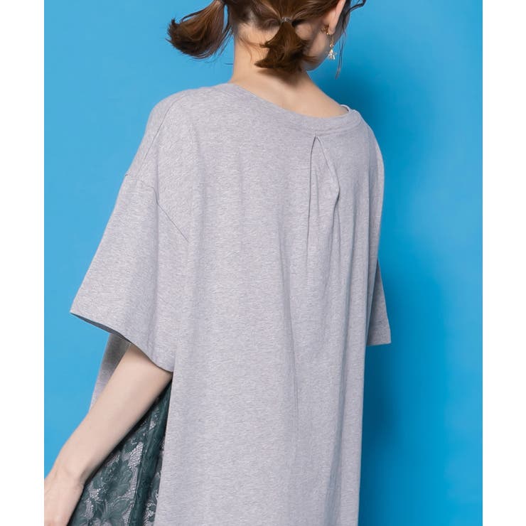 花ネコピクニック柄 天竺×レースワンピース | ScoLar | 詳細画像6 