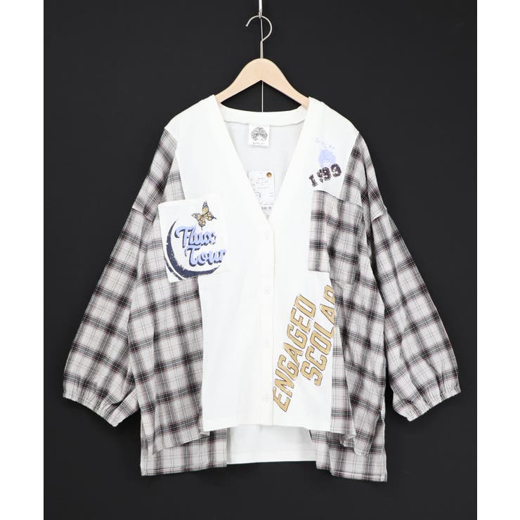 レトロ柄チェック切替カーディガン | ScoLar | 詳細画像10 