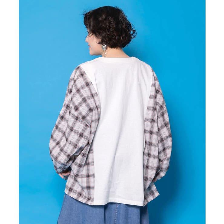 レトロ柄チェック切替カーディガン | ScoLar | 詳細画像4 