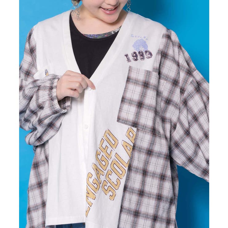 レトロ柄チェック切替カーディガン | ScoLar | 詳細画像8 