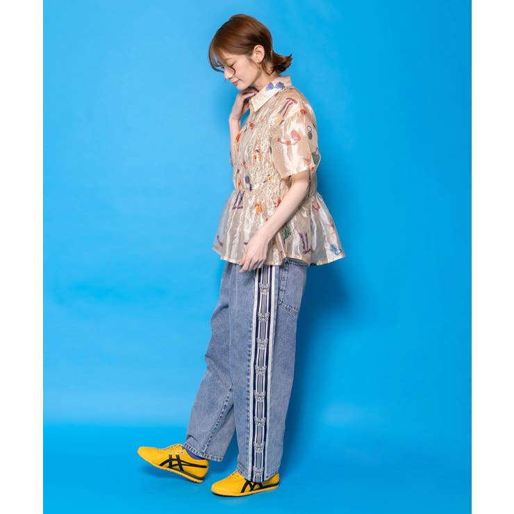 蝶ラインテープ付きデニムパンツ | ScoLar | 詳細画像9 