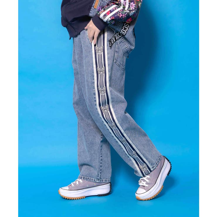 蝶ラインテープ付きデニムパンツ | ScoLar | 詳細画像4 