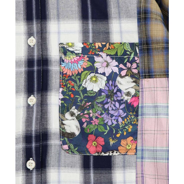 チェックorストライプ 総柄アシメパッチワークシャツ | ScoLar | 詳細画像10 